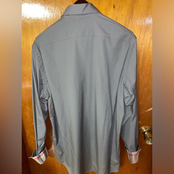 Burberry Men’s Casual Button Down in Peat with Check Cuff Size:L - Picture 7 of 8